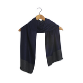 NAVY BLUE MINIMAL BORDER WOOL SCARF